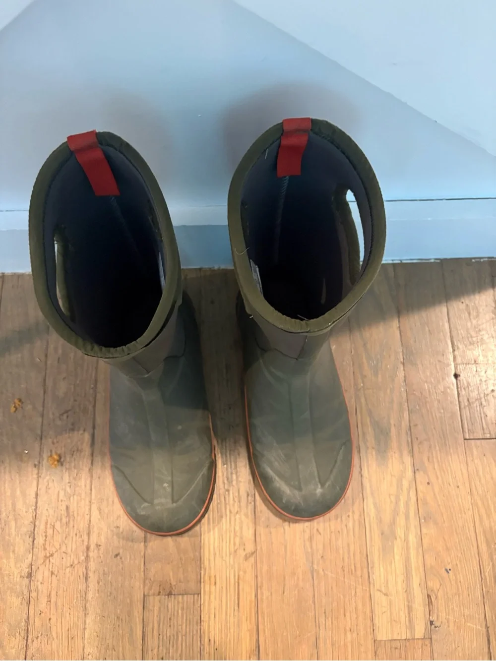 Bogs Kids Olive Green Rain & Snow Boots with Orange Trim